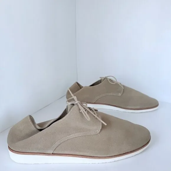 NWOB Nisolo Men's Travel Derby Lace-Up Shoes in Stone Beige Suede Size 10.5